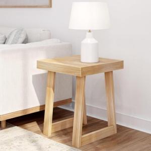 Plank+Beam Classic Square Side Table, Slim Side Table for Living Room, Narrow Nightstand for Small Spaces, Wood End Table for Bedroom, Blonde Wirebrush(Blonde Wirebrush)