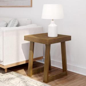 Plank+Beam Classic Square Side Table, Slim Side Table for Living Room, Narrow Nightstand for Small Spaces, Wood End Table for Bedroom, Blonde Wirebrush(Pecan Wirebrush)