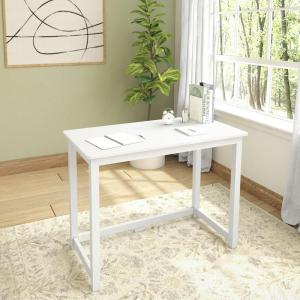 Plank+Beam Computer Desk with Shelves, Simple Desk for Bedroom, Home Office Study Desk, 55.25 Inch, Natural(White)