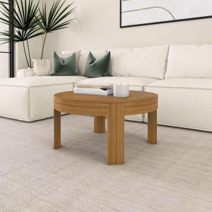 Plank+Beam Contour Round Coffee Table, 30 Inch Coffee Table, Wood Coffee Tables for Living Room, Modern Center Table, Occasional Table for Small Spaces, Pecan(Pecan)