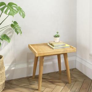Plank+Beam Entryway Bench, Wooden End of Bed Bench for Bedroom, Mid-Century Modern Square Bench for Hallway, Living Room, Indoor, Porch, 41.25″, Walnut(Natural)