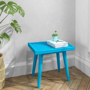 Plank+Beam Entryway Bench, Wooden End of Bed Bench for Bedroom, Mid-Century Modern Square Bench for Hallway, Living Room, Indoor, Porch, 41.25″, Walnut(Teal)