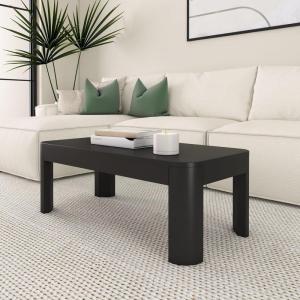 Plank+Beam Forma Coffee Table, 54 Inch Modern Coffee Table with Shelf, Contemporary Center Table with Storage Space, Rectangle Tea Table with Storage, Walnut(Black)