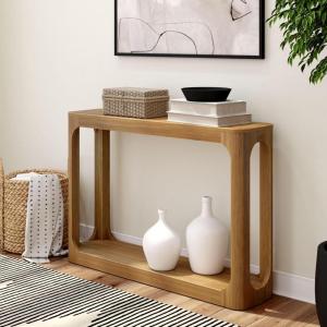 Plank+Beam Forma Console Table, 46 Inch, Solid Wood Sofa Table, Entryway Table for Hallway, Narrow Behind The Couch Table, Console Tables for Entryway, Living Room, Foyer, Easy Assembly, Walnut(Pecan)