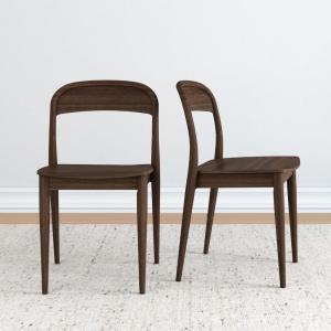 Plank+Beam Loar Dining Chair (4-Pack) – Mid-Century Rubberwood and Engineered Wood with Curved Backrest, Easy Assembly, Black(Walnut)