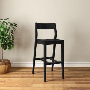 Plank+Beam Modern Bar Height Chair, 44 Inch, Solid Wood Dining Chair for Home Bar, Kitchen, Contemporary Seating for Dining Room, Black