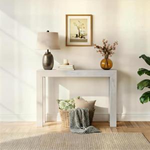 Plank+Beam Modern Solid Wood Console Table, 46.25 Inch, Sofa Table, Narrow Entryway Table for Hallway, Behind The Couch, Living Room, Foyer, Easy Assembly, Seashell(Seashell)