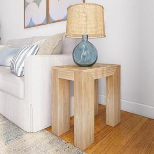 Plank+Beam Modern Square Corner Table, 32″, Slim Side Table for Living Room, Mini End Table for Small Spaces, Bedside Night Stand, Blonde Wirebrush(Blonde Wirebrush)
