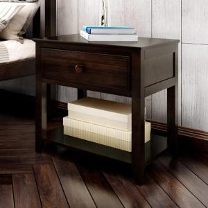 Plank+Beam Nightstand with Drawer and Shelf, Clay(Espresso)
