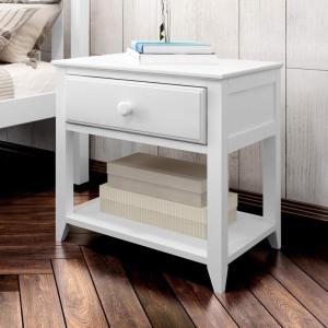 Plank+Beam Nightstand with Drawer and Shelf, Clay(White)