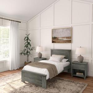 Plank+Beam Rustic Wood Full Bed Frame, Platform Bed with Headboard, Solid, Driftwood(Driftwood)