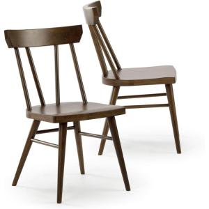 Plank+Beam Solid Wood Classic Farmhouse Chair, Windsor Dining Chair, Pack of 2, Blonde(Walnut)