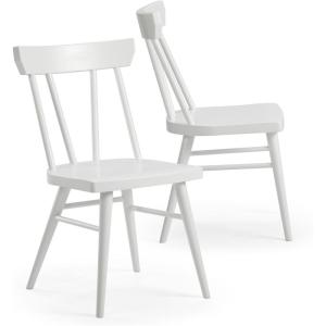 Plank+Beam Solid Wood Classic Farmhouse Chair, Windsor Dining Chair, Pack of 2, Blonde(White)