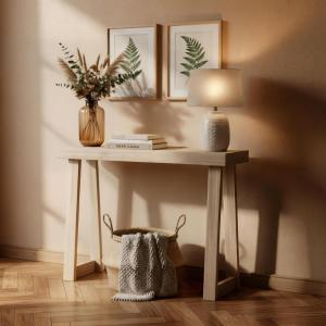 Plank+Beam Solid Wood Console Table, 36 Inch, Sofa Table, Narrow Entryway Table for Hallway, Behind The Couch, Living Room, Foyer, Easy Assembly, Pecan(Seashell)