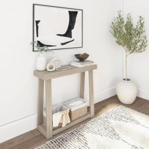 Plank+Beam Solid Wood Console Table with Storage, 46 Inch, Sofa Table with Shelf, Narrow Entryway Table for Hallway, Behind The Couch, Living Room, Foyer, Easy Assembly, Black(Seashell)