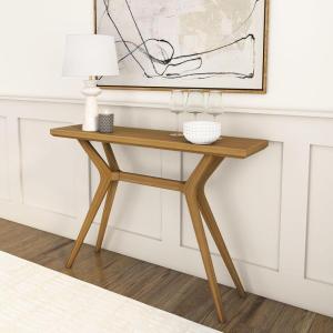 Plank+Beam Verso Console Table, 46 Inch Solid Wood Modern Sofa Table, Narrow Entryway Table for Hallway, Behind The Couch, Living Room, Foyer, Black(Pecan)