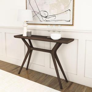 Plank+Beam Verso Console Table, 46 Inch Solid Wood Modern Sofa Table, Narrow Entryway Table for Hallway, Behind The Couch, Living Room, Foyer, Black(Walnut)