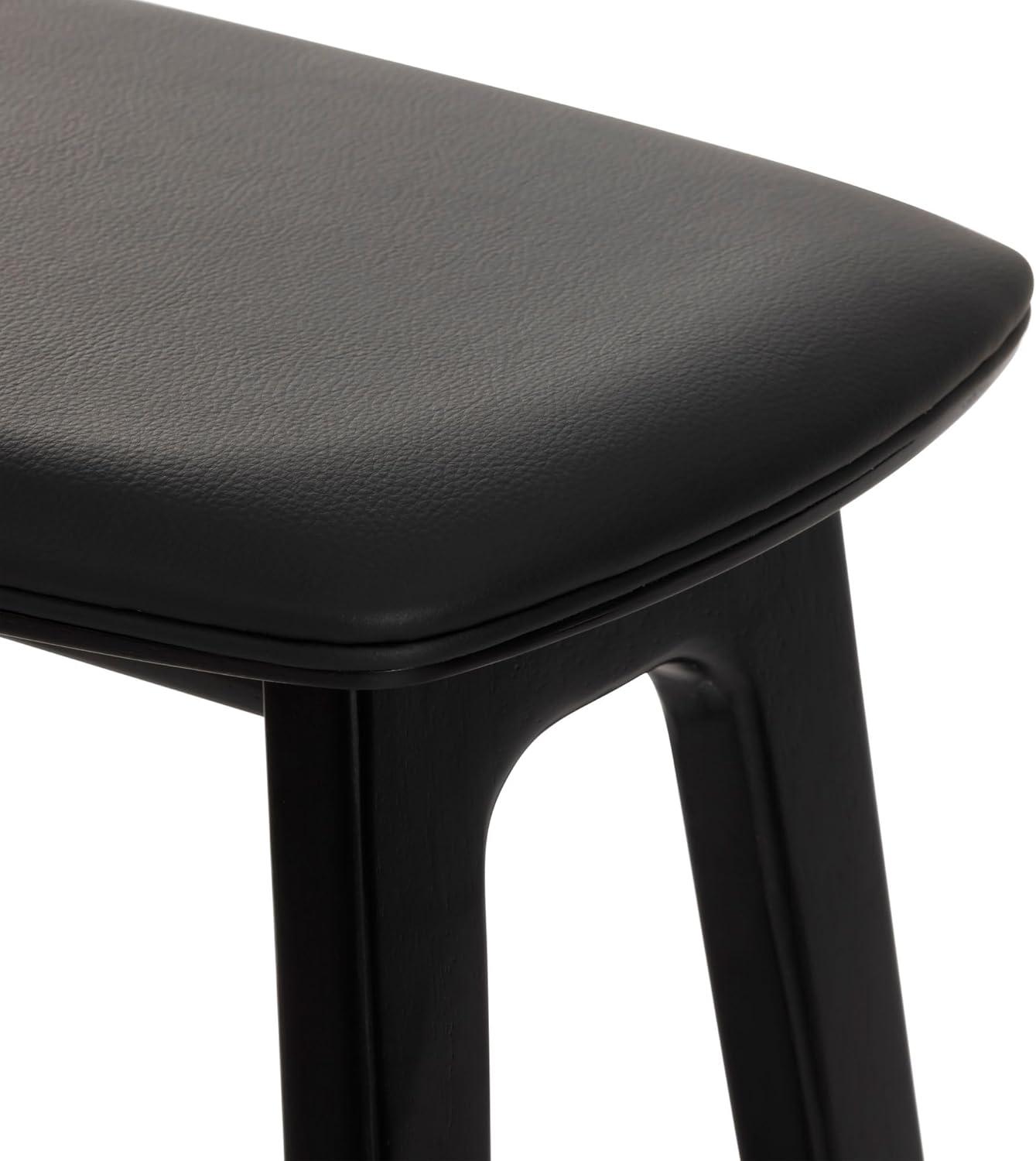 image:imagePlankBeam Beryl Bar Height Stool MidCentury Modern Rubberwood Bar Stool with Faux Leather Seat Metal Footrest Easy Assembly 2Pack BlackBlack
