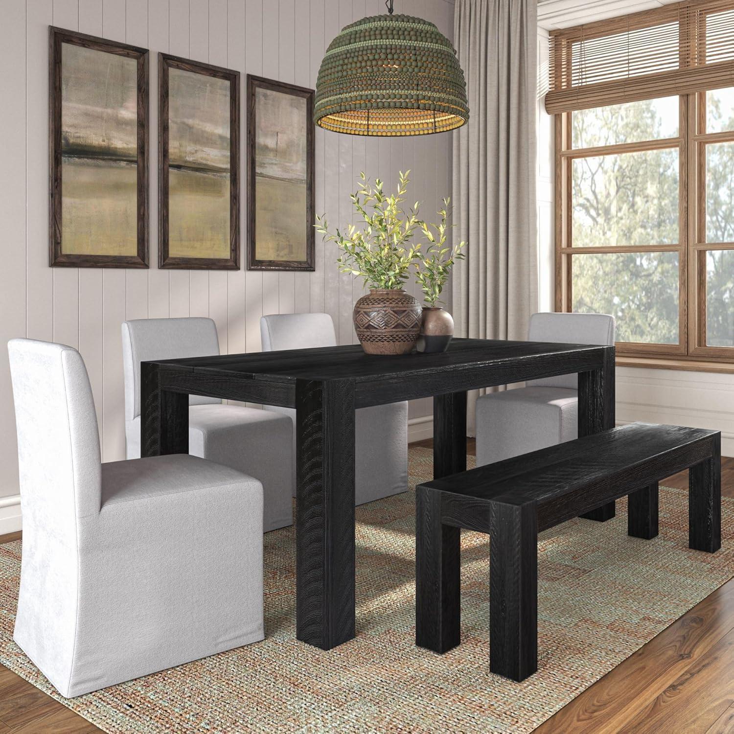 image:imagePlankBeam Camden Farmhouse Dining Table 72 Solid Wood Dining Table for 68 Rustic Table for Dining Room and Kitchen Natural Wood Grain Rustic HoneyRustic Char