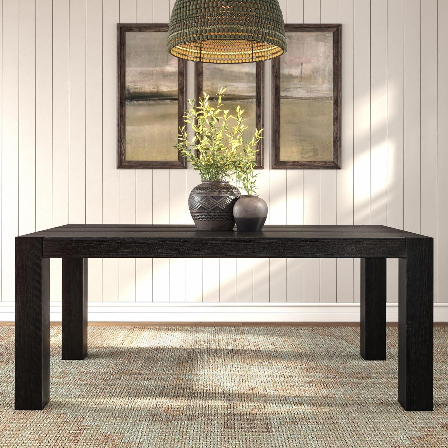 image:imagePlankBeam Camden Farmhouse Dining Table 72 Solid Wood Dining Table for 68 Rustic Table for Dining Room and Kitchen Natural Wood Grain Rustic HoneyRustic Char
