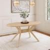 image:imagePlankBeam Verso Oval Dining Table 62 Inch Solid Wood Kitchen Minimalist Table for Dining Room PecanBlonde