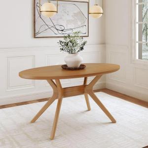 Plank+Beam Verso Oval Dining Table, 62 Inch Solid Wood Kitchen, Minimalist Table for Dining Room, Pecan(Pecan)