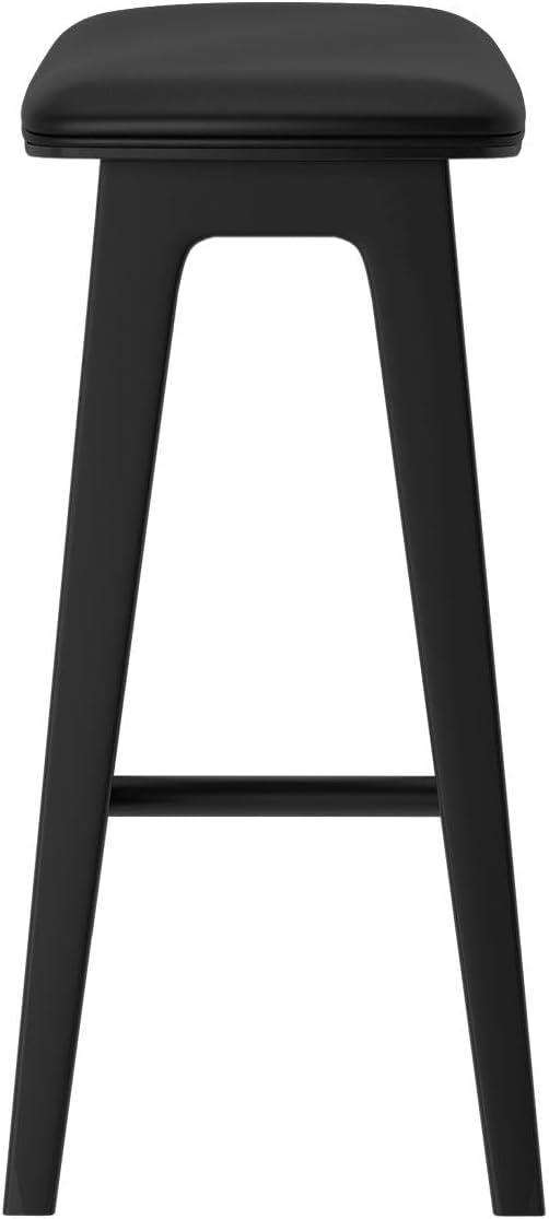 image:imagePlankBeam Beryl Counter Height Stool MidCentury Modern Rubberwood Bar Stool with Faux Leather Seat Metal Footrest Easy Assembly 2Pack BlondeSesameBlackBlack
