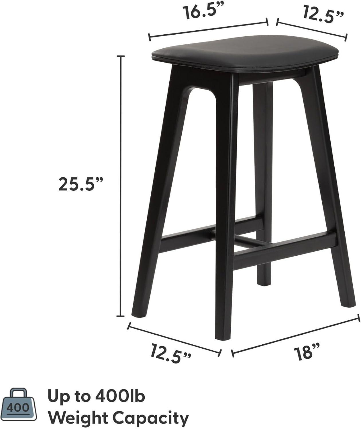 image:imagePlankBeam Beryl Counter Height Stool MidCentury Modern Rubberwood Bar Stool with Faux Leather Seat Metal Footrest Easy Assembly 2Pack BlondeSesameBlackBlack