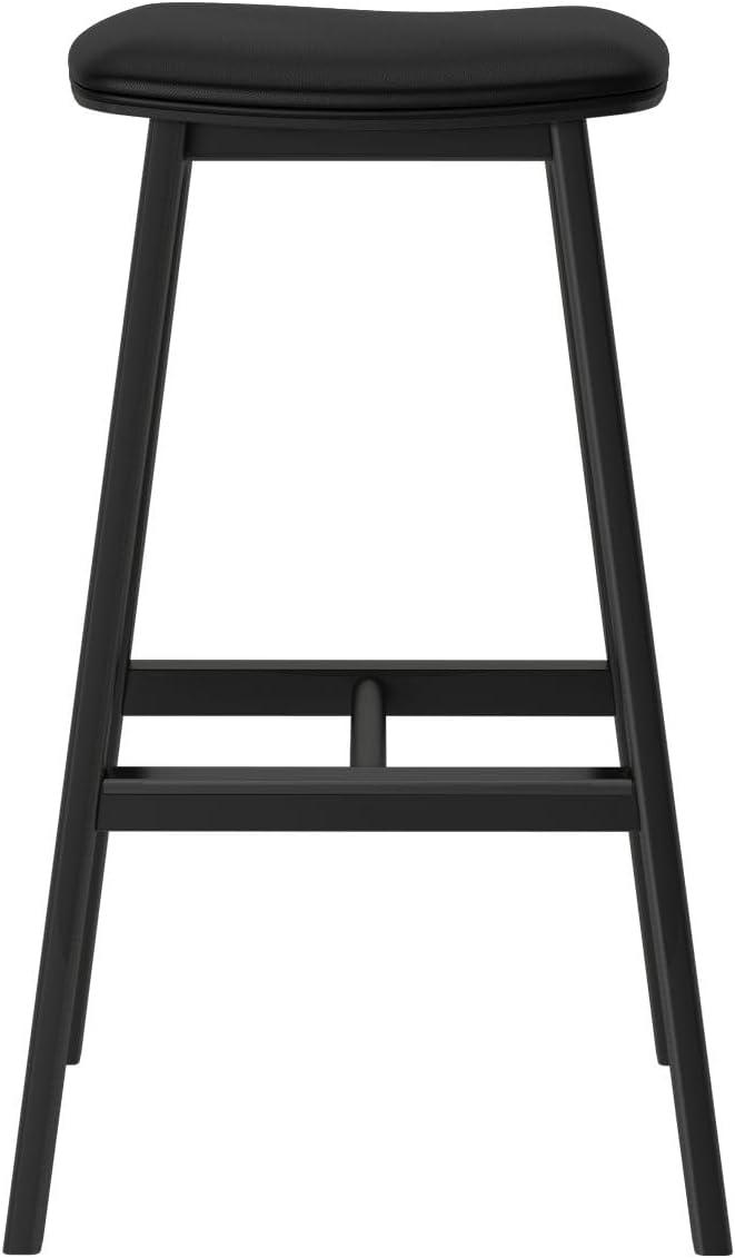 image:imagePlankBeam Beryl Counter Height Stool MidCentury Modern Rubberwood Bar Stool with Faux Leather Seat Metal Footrest Easy Assembly 2Pack BlondeSesameBlackBlack