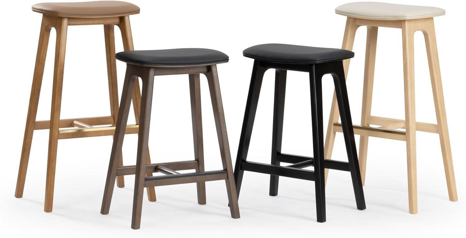 image:imagePlankBeam Beryl Counter Height Stool MidCentury Modern Rubberwood Bar Stool with Faux Leather Seat Metal Footrest Easy Assembly 2Pack BlondeSesameBlondeSesame