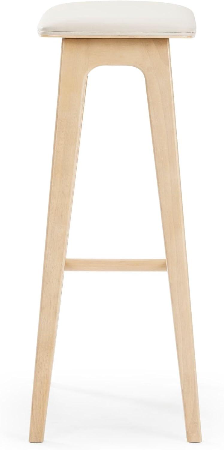 image:imagePlankBeam Beryl Counter Height Stool MidCentury Modern Rubberwood Bar Stool with Faux Leather Seat Metal Footrest Easy Assembly 2Pack BlondeSesameBlondeSesame