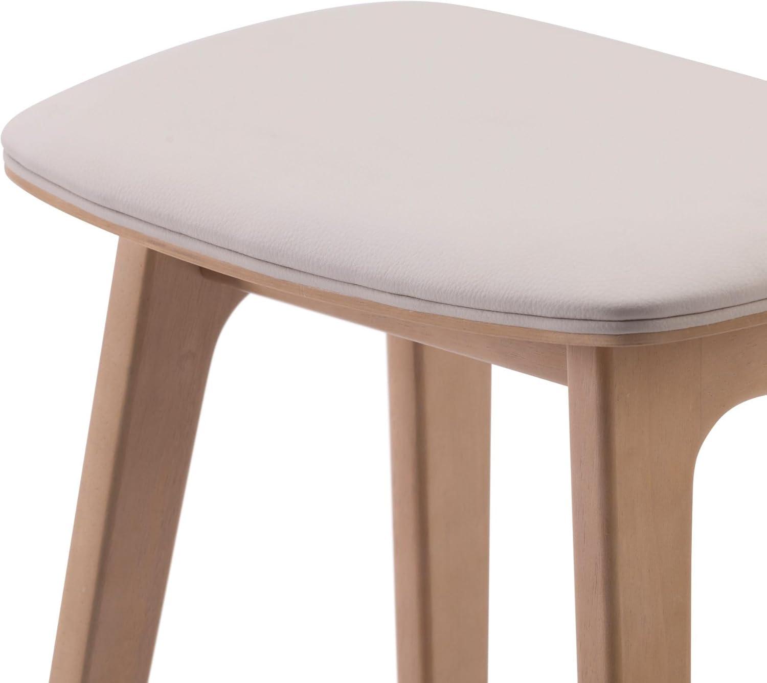 image:imagePlankBeam Beryl Counter Height Stool MidCentury Modern Rubberwood Bar Stool with Faux Leather Seat Metal Footrest Easy Assembly 2Pack BlondeSesameBlondeSesame
