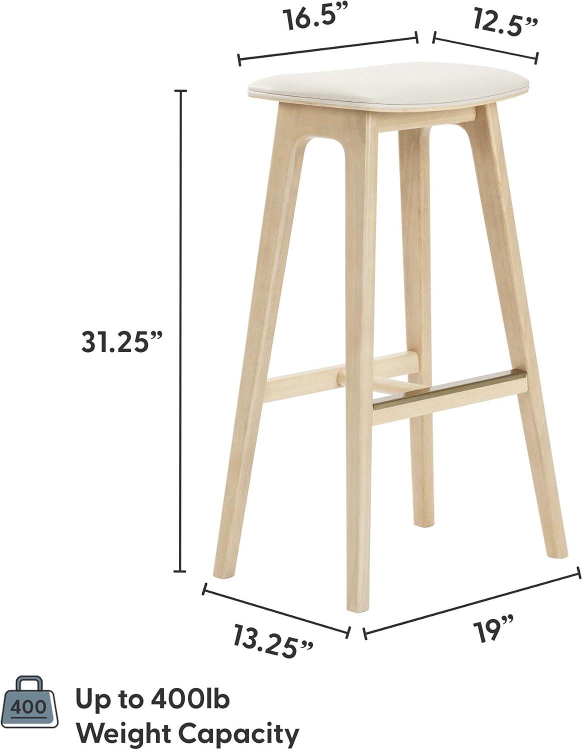 image:imagePlankBeam Beryl Counter Height Stool MidCentury Modern Rubberwood Bar Stool with Faux Leather Seat Metal Footrest Easy Assembly 2Pack BlondeSesameBlondeSesame