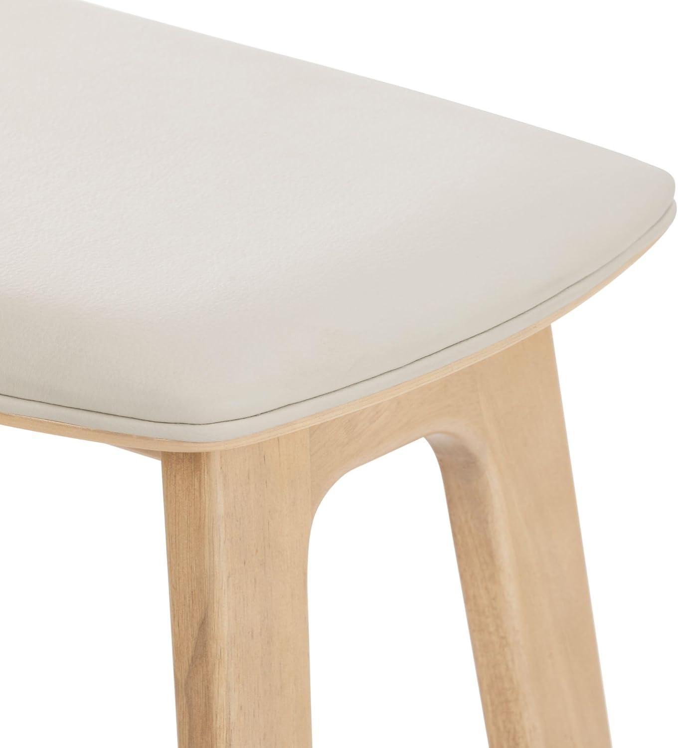 image:imagePlankBeam Beryl Counter Height Stool MidCentury Modern Rubberwood Bar Stool with Faux Leather Seat Metal Footrest Easy Assembly 2Pack BlondeSesameBlondeSesame