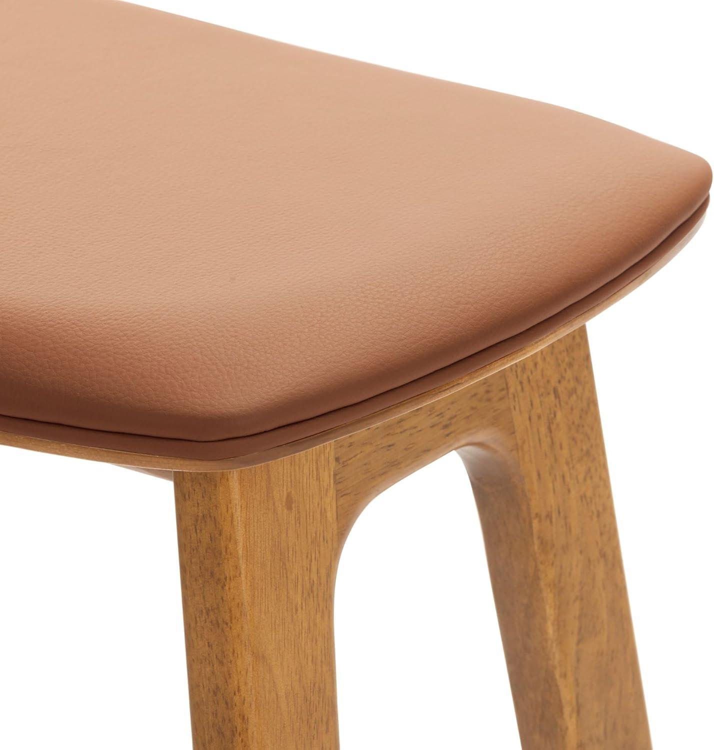 image:imagePlankBeam Beryl Counter Height Stool MidCentury Modern Rubberwood Bar Stool with Faux Leather Seat Metal Footrest Easy Assembly 2Pack BlondeSesamePecanToffee