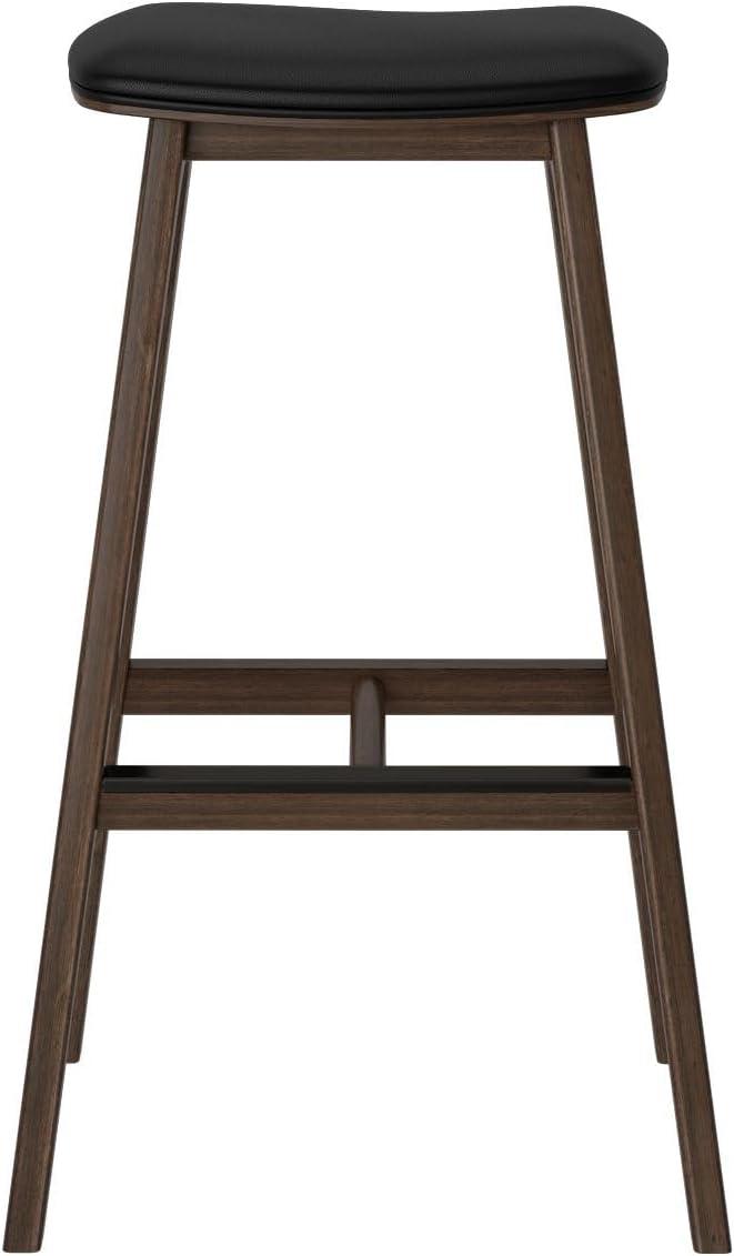 image:imagePlankBeam Beryl Counter Height Stool MidCentury Modern Rubberwood Bar Stool with Faux Leather Seat Metal Footrest Easy Assembly 2Pack BlondeSesameWalnutBlack