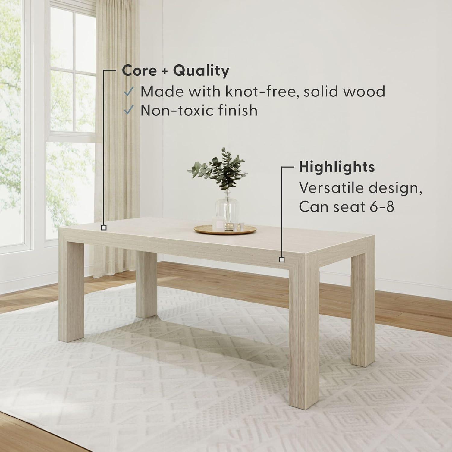 image:imagePlankBeam 60 Inch Dining Bench for Dining Room Table and Entryway Solid Wood Walnut Wirebrush FinishSeashell Wirebrush