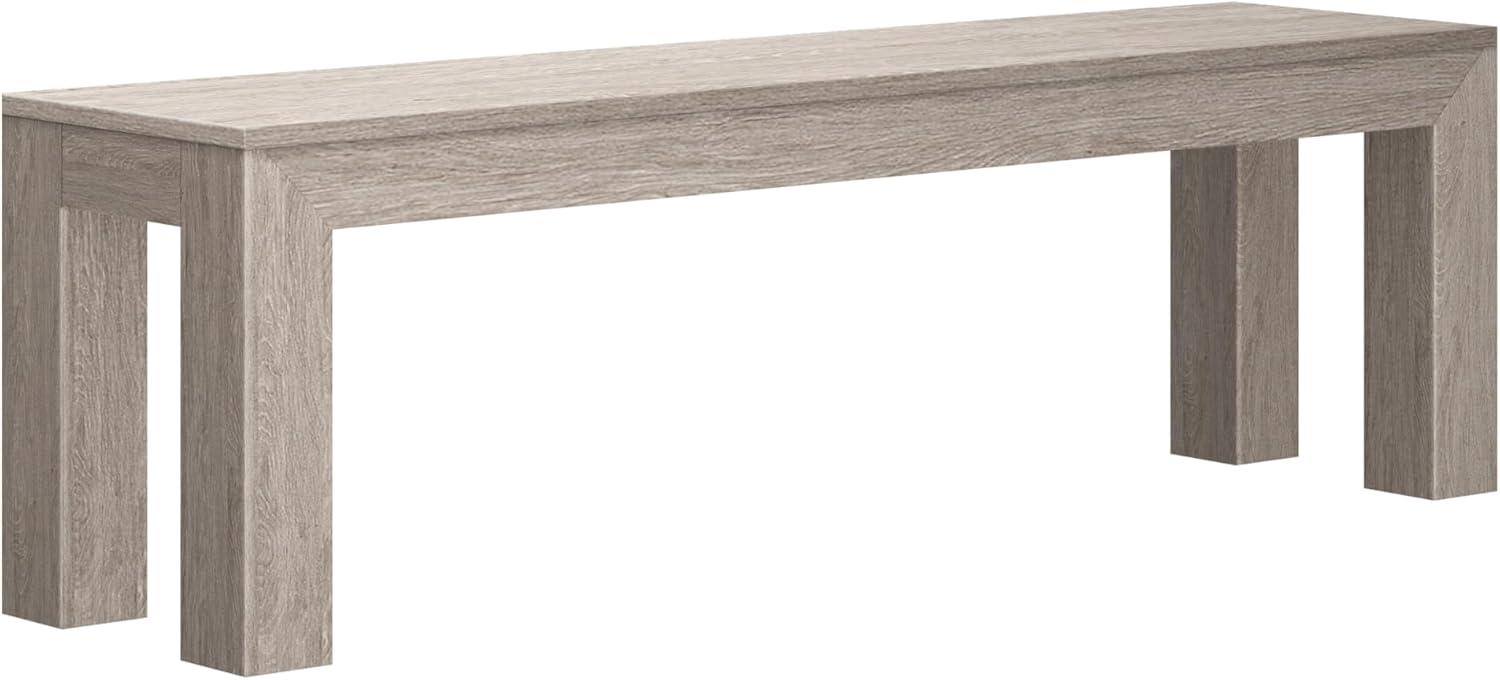 image:imagePlankBeam 60 Inch Dining Bench for Dining Room Table and Entryway Solid Wood Walnut Wirebrush FinishSeashell Wirebrush