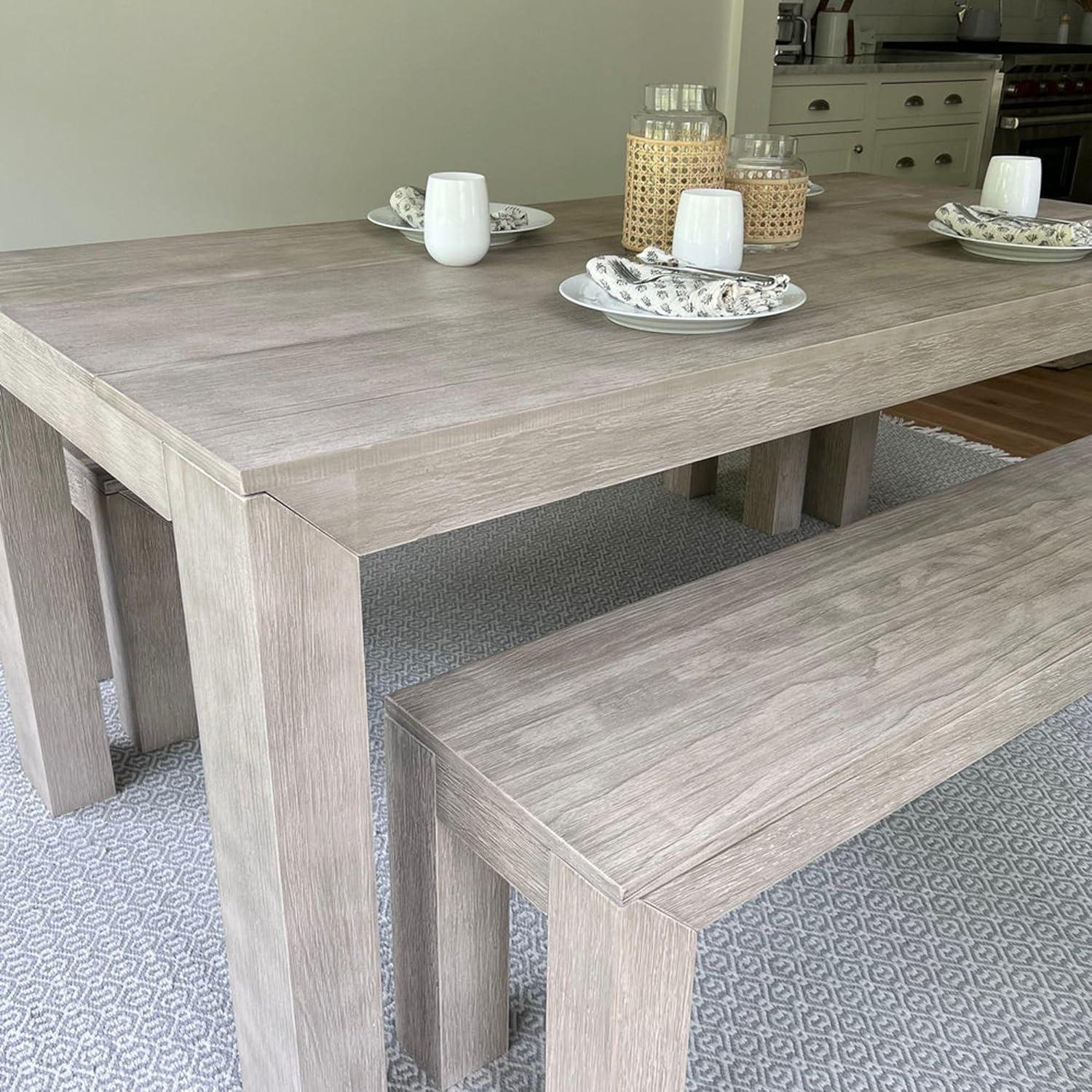 image:imagePlankBeam 60 Inch Dining Bench for Dining Room Table and Entryway Solid Wood Walnut Wirebrush FinishSeashell Wirebrush