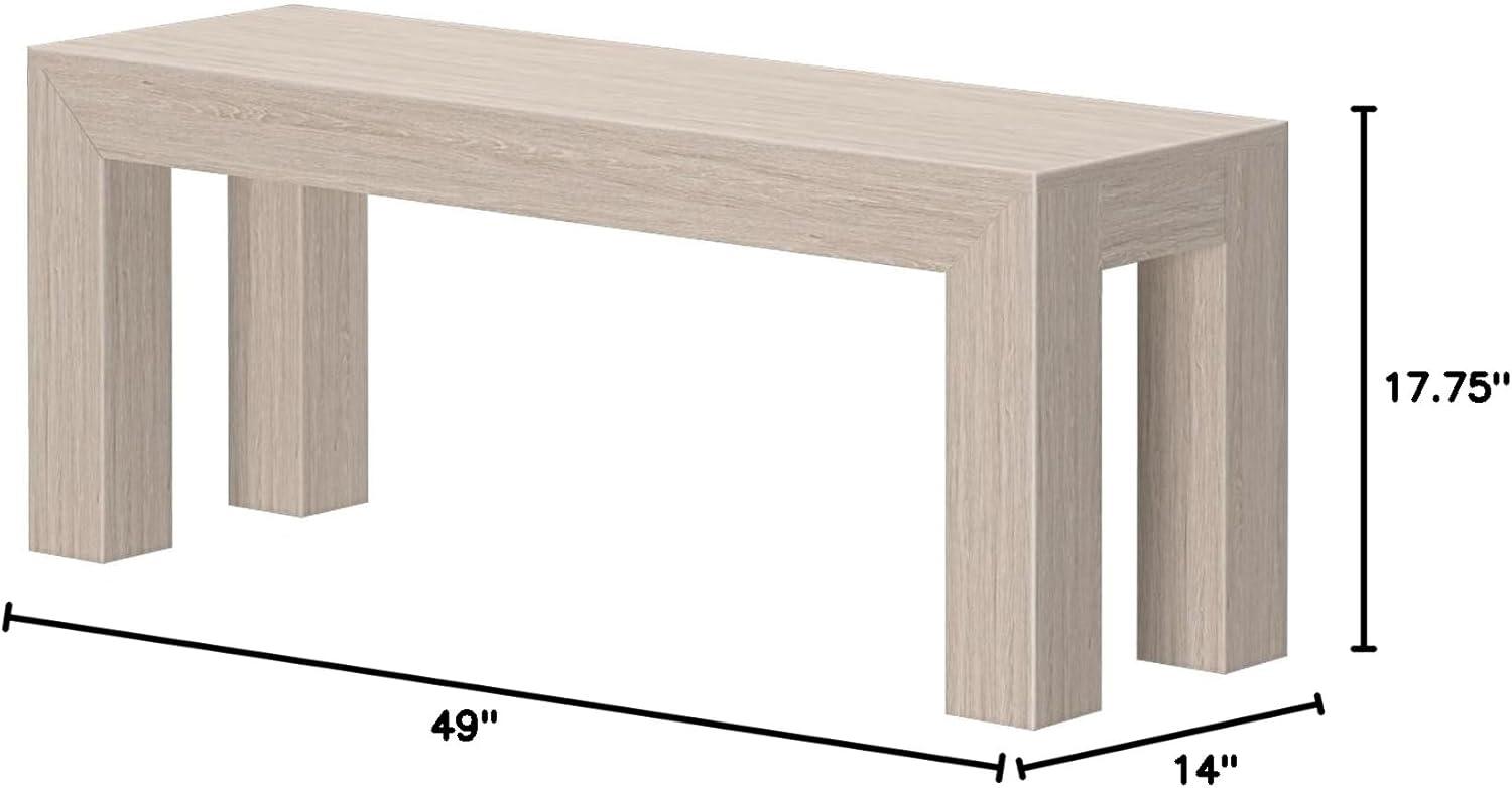image:imagePlankBeam 60 Inch Dining Bench for Dining Room Table and Entryway Solid Wood Walnut Wirebrush FinishSeashell Wirebrush