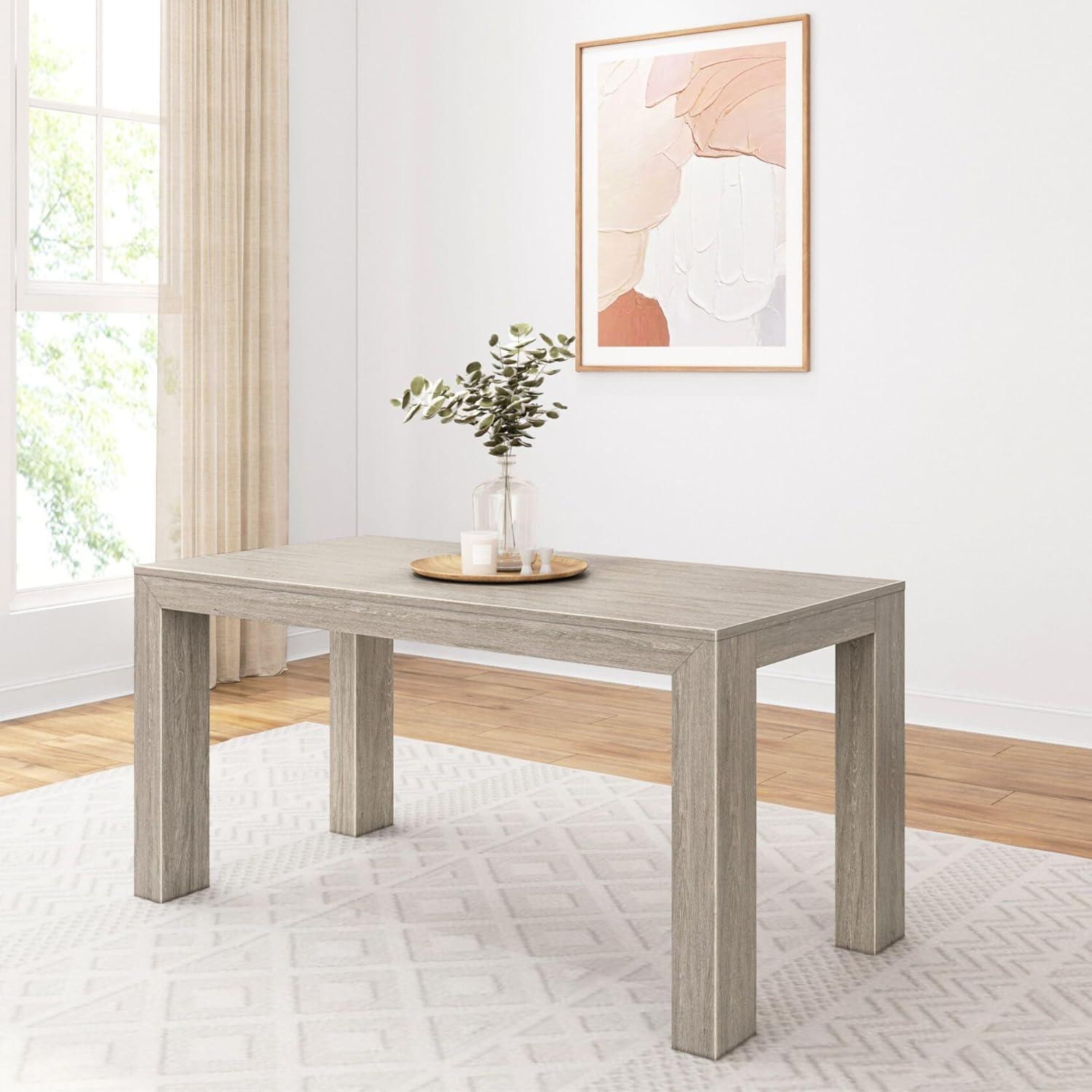 image:imagePlankBeam 60 Inch Dining Bench for Dining Room Table and Entryway Solid Wood Walnut Wirebrush FinishSeashell Wirebrush