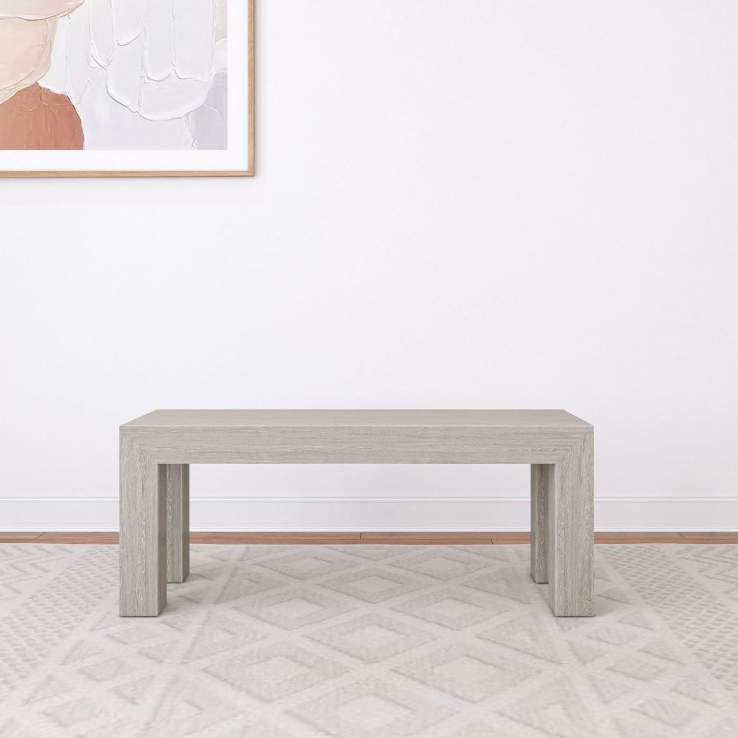 image:imagePlankBeam 60 Inch Dining Bench for Dining Room Table and Entryway Solid Wood Walnut Wirebrush FinishSeashell Wirebrush