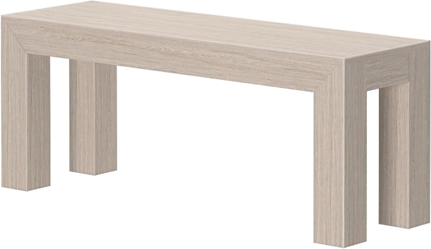 image:imagePlankBeam 60 Inch Dining Bench for Dining Room Table and Entryway Solid Wood Walnut Wirebrush FinishSeashell Wirebrush