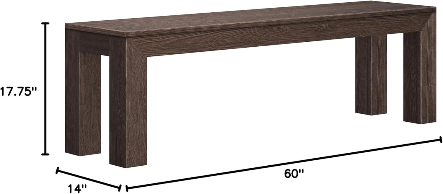 image:imagePlankBeam 60 Inch Dining Bench for Dining Room Table and Entryway Solid Wood Walnut Wirebrush FinishWalnut Wirebrush