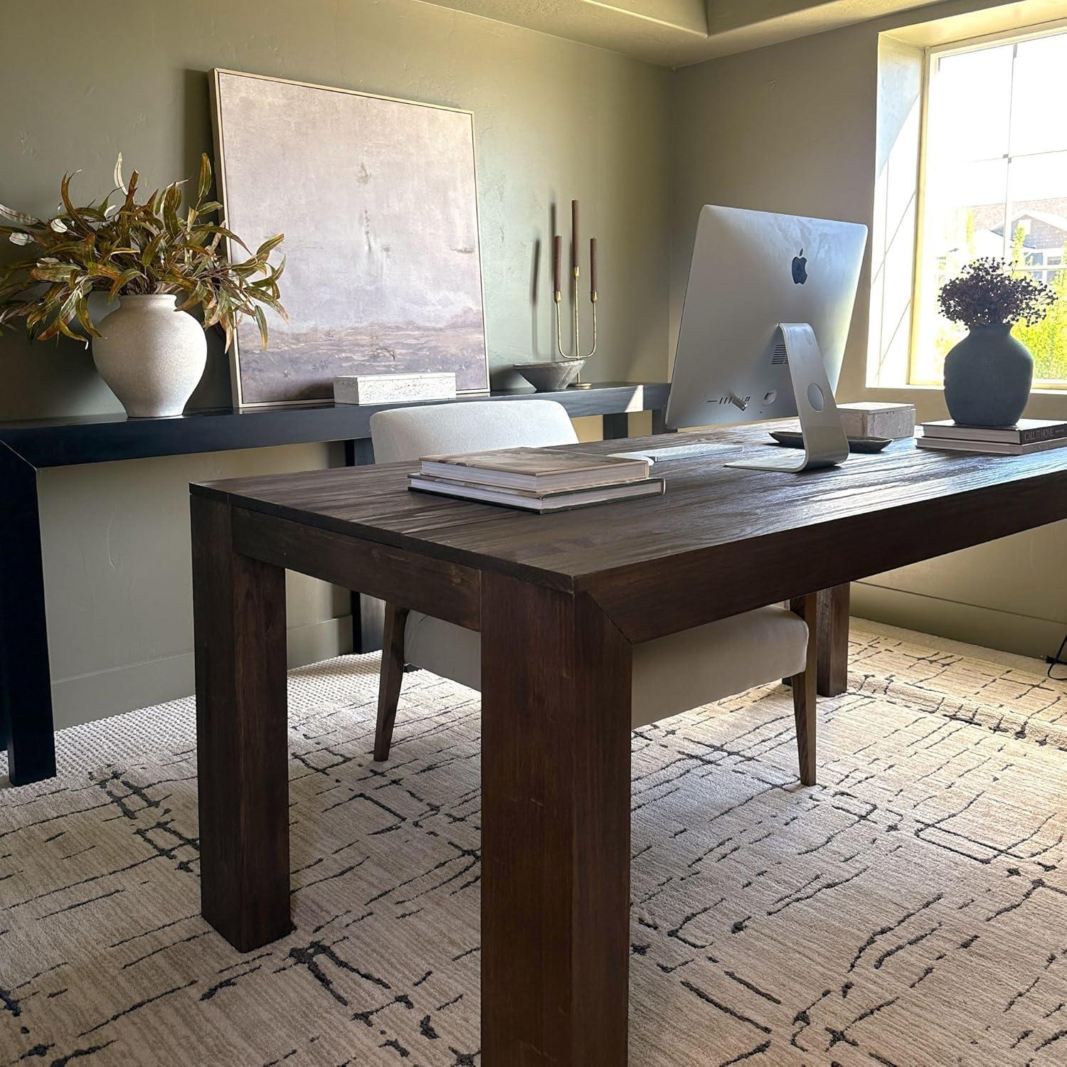 image:imagePlankBeam 60 Inch Dining Bench for Dining Room Table and Entryway Solid Wood Walnut Wirebrush FinishWalnut Wirebrush