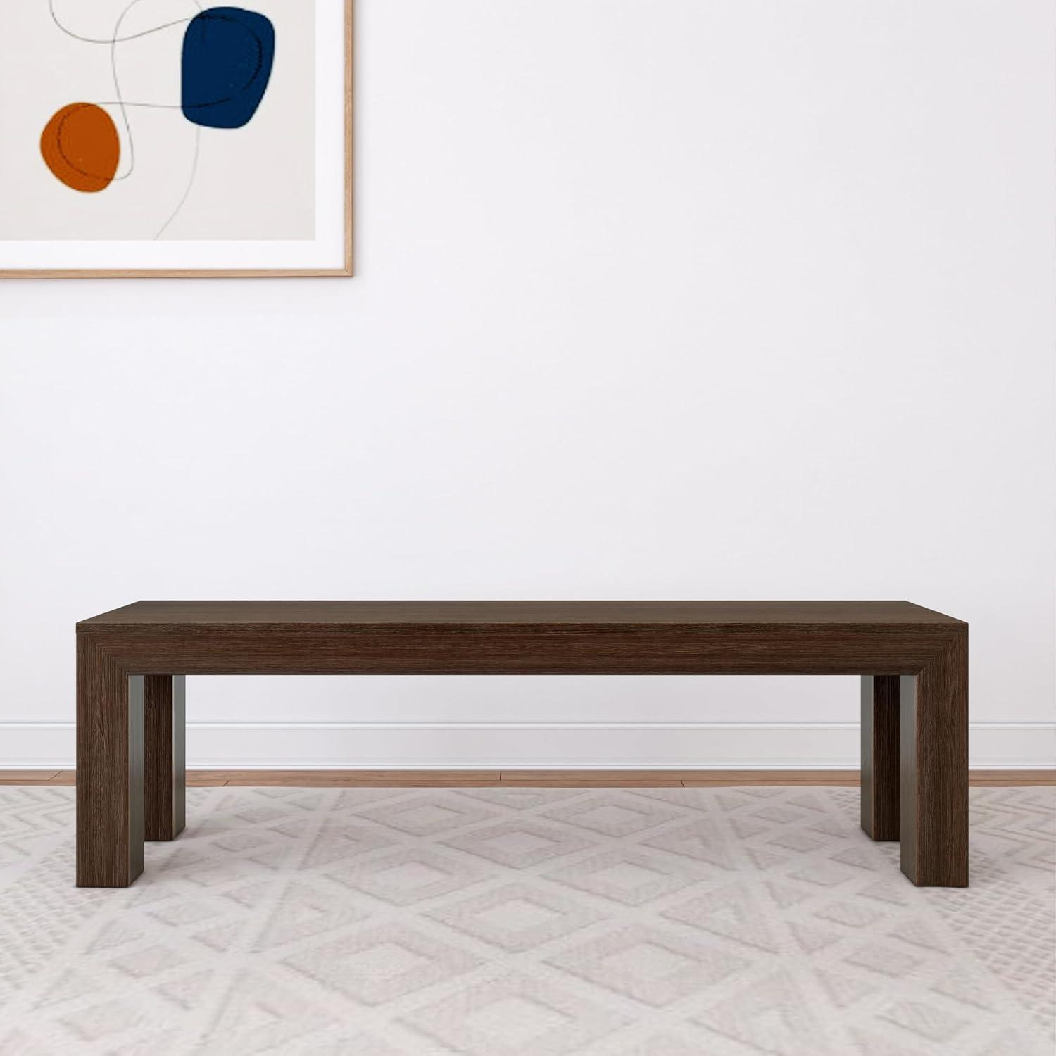 image:imagePlankBeam 60 Inch Dining Bench for Dining Room Table and Entryway Solid Wood Walnut Wirebrush FinishWalnut Wirebrush