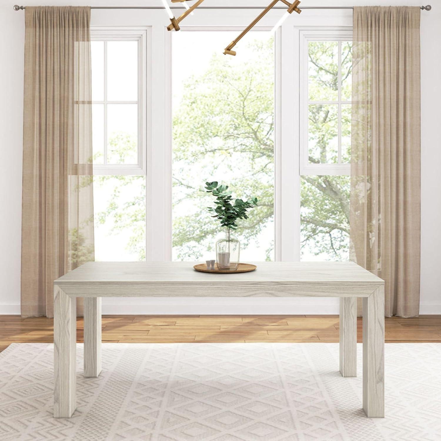 image:imagePlankBeam 60 Inch Dining Bench for Dining Room Table and Entryway Solid Wood Walnut Wirebrush FinishWhite Sand Wirebrush