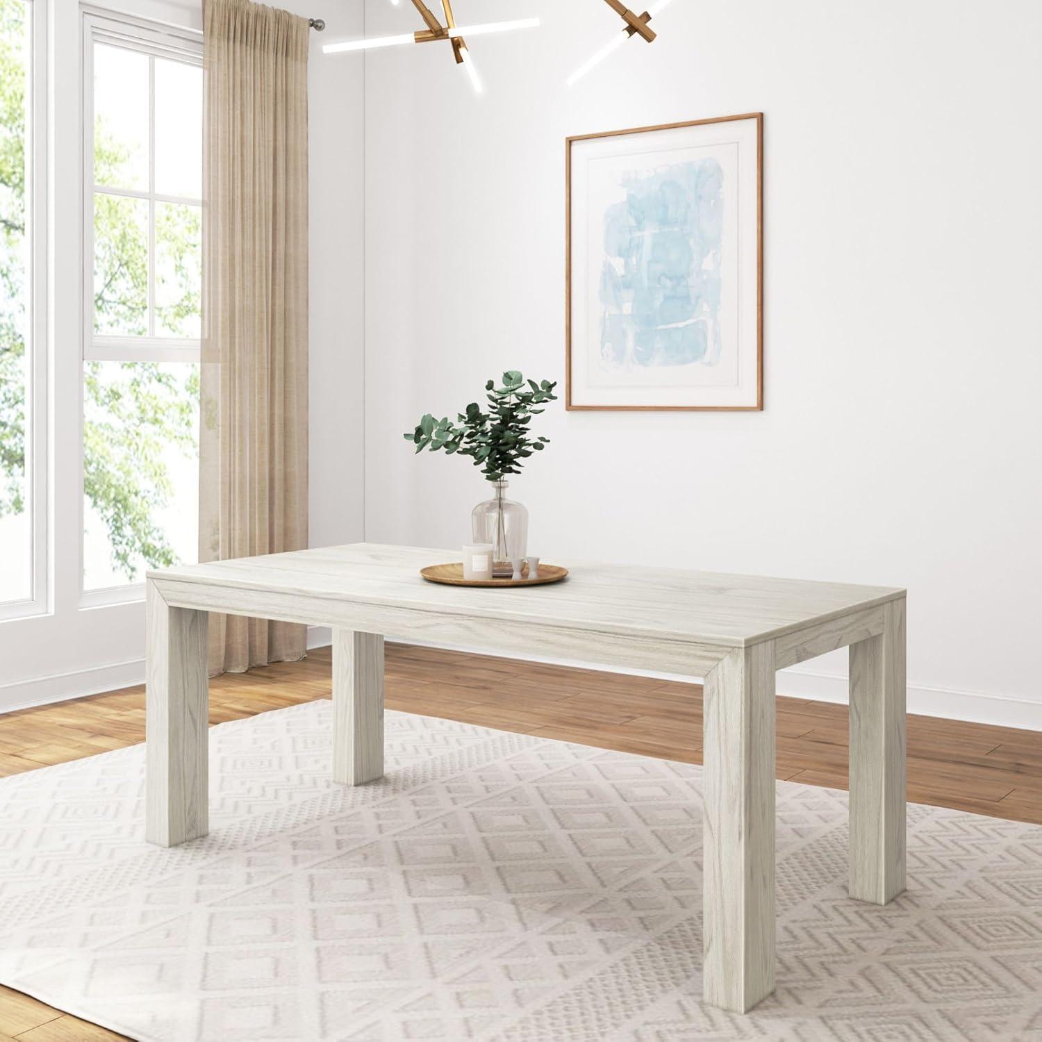 image:imagePlankBeam 60 Inch Dining Bench for Dining Room Table and Entryway Solid Wood Walnut Wirebrush FinishWhite Sand Wirebrush