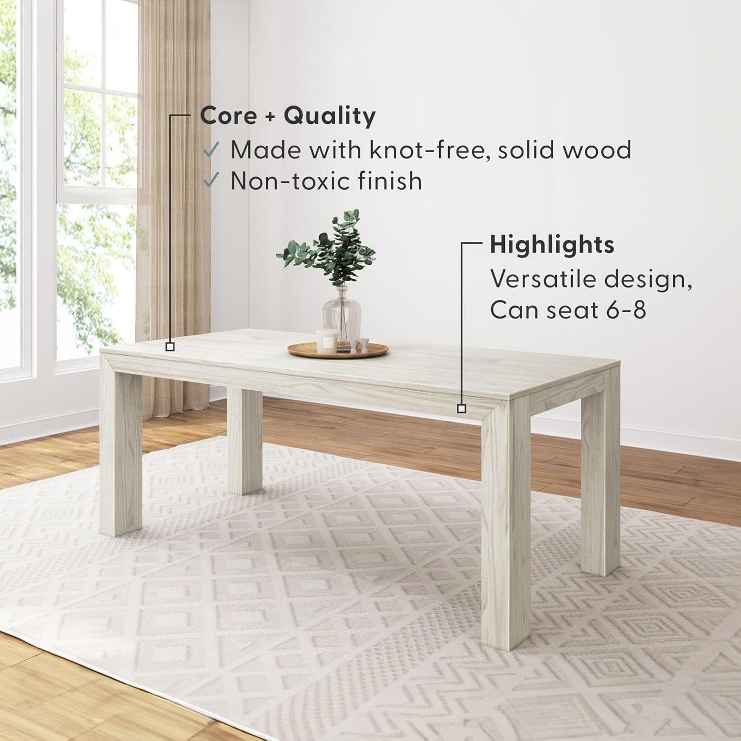 image:imagePlankBeam 60 Inch Dining Bench for Dining Room Table and Entryway Solid Wood Walnut Wirebrush FinishWhite Sand Wirebrush