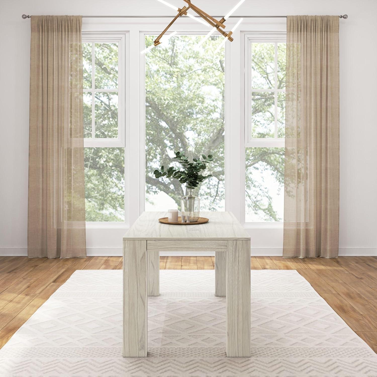 image:imagePlankBeam 60 Inch Dining Bench for Dining Room Table and Entryway Solid Wood Walnut Wirebrush FinishWhite Sand Wirebrush